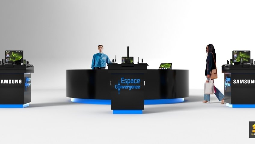 agencement presentoirs samsung desk
