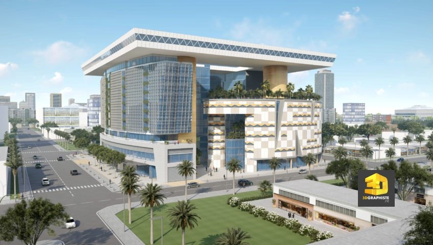perspective 3d - centre commercial à Abidjan
