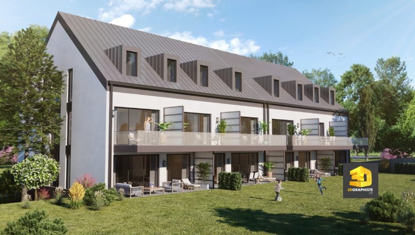 perspective 3d extérieure - immeuble au Luxembourg