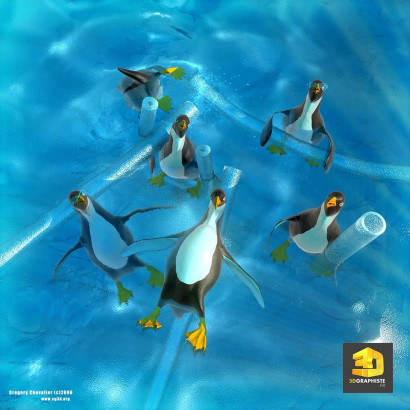 Illustration 3D de pingouins