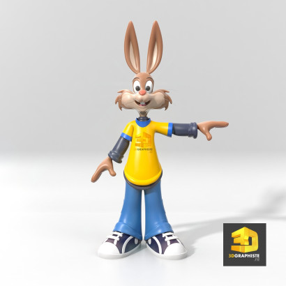 image 3d personnage lapin - rendu 3D