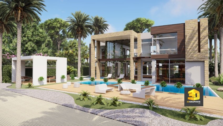 Perspectiviste 3D : Villa de luxe - Ile Maurice