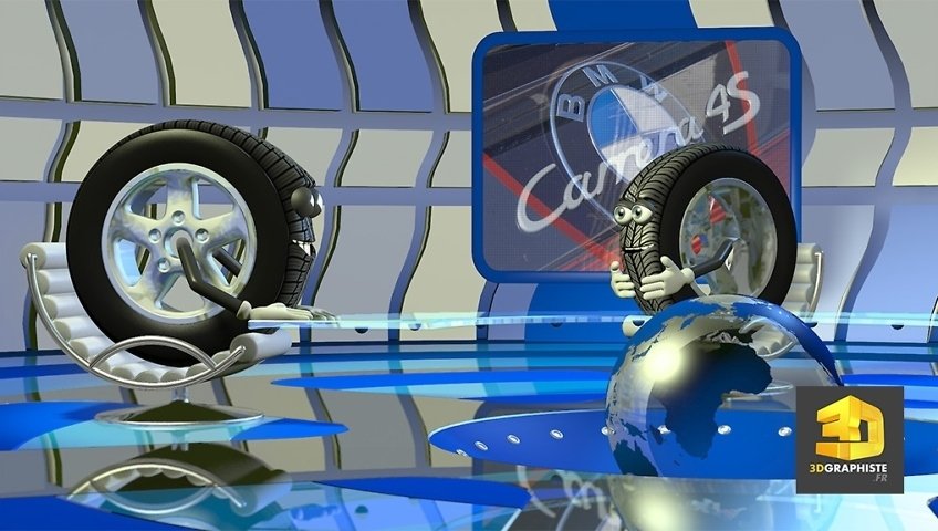 animation 3d de personnages de pneu michelin