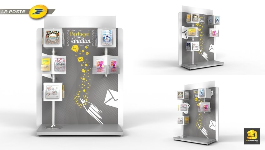 meuble plv presentoir - la poste