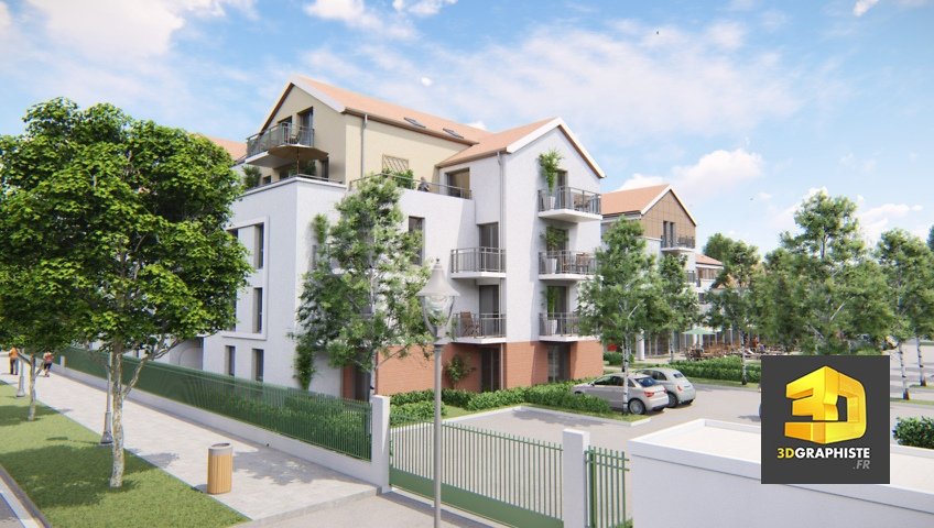 perspective 3d immobilière résidence étudiante Moissy 2