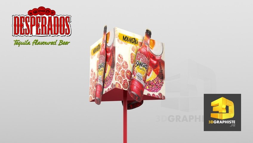 PLV Desperados - fronton triangulaire sur mat