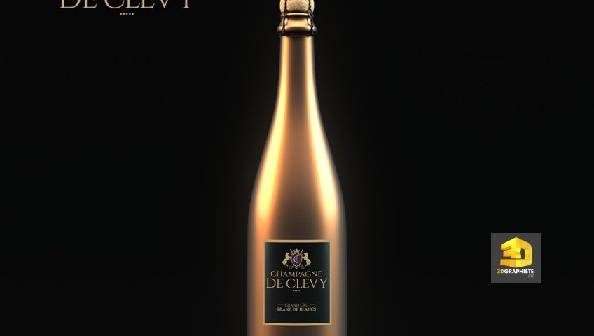 bouteille de champagne en infographie 3D