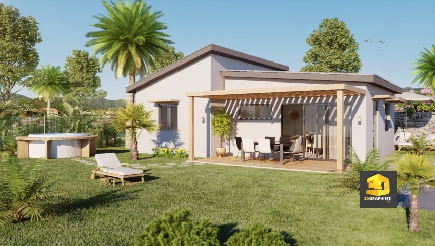 perspective 3D villa - architecture - freelance 3d